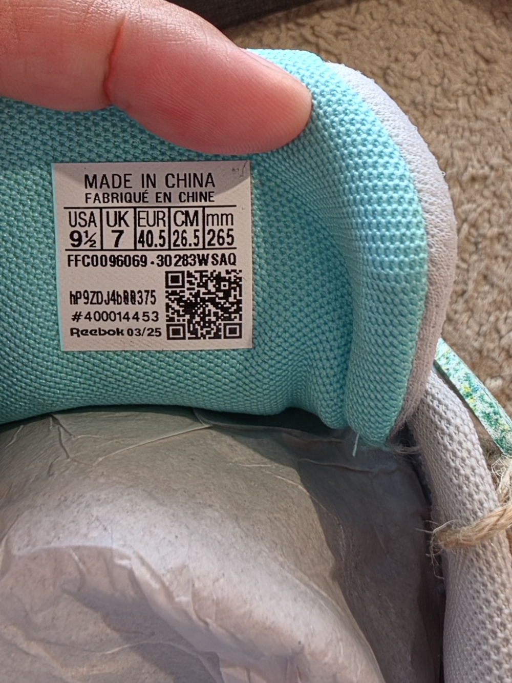 Reebok Women's Grey Sneakers with Pink & Aqua Highlights - Picture 5 of 6